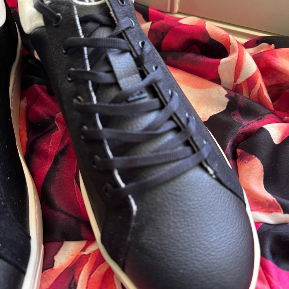 1People BorAs Classic Sneakers Oyster- Black Leather SIZE 39 (8) Womens NEW - Picture 10 of 15